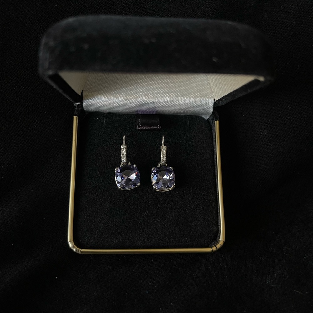 Vintage Large Purple C/Z Earrings - Picture 3 of 8